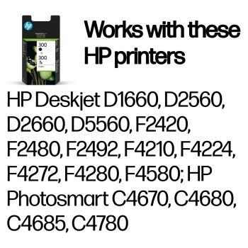 Preview: HP 300 original Ink cartridge CN637EE black and tri-colour standard capacity 2 x 4ml black: 200 pages colour: 165 pages 2-pack