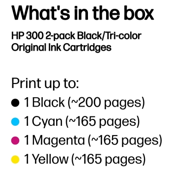 Preview: HP 300 original Ink cartridge CN637EE black and tri-colour standard capacity 2 x 4ml black: 200 pages colour: 165 pages 2-pack