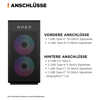 Preview: HP OMEN GT16-1471ng 35L Gaming Desktop RYZ7 9800X3D/32GB/2TBSSD/RTX5080/W11Home