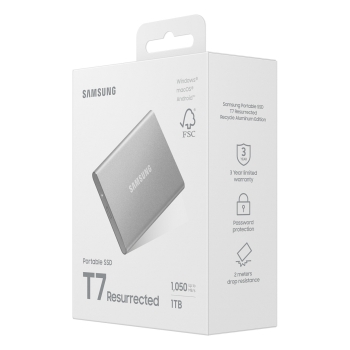 Preview: 1TB Samsung Portable SSD T7 Resurrected USB-C 3.1 (10Gb/?s) Silber externe Festplatte SSD