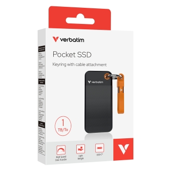 Preview: 1TB Verbatim Pocket USB 3.2 Typ-C schwarz-orange