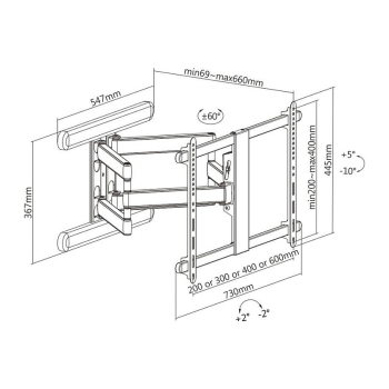 Preview: ROLINE PREMIUM TV-Wandhalterung. hoch-flexibel. 37-80 Zoll. bis 70 kg