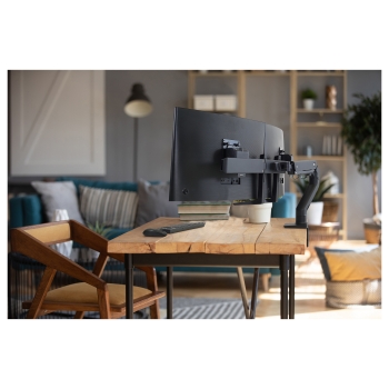 Preview: HX DUAL MONITOR ARM IN SCHWARZ TISCHHALTERUNG FUER MONITORE BIS
