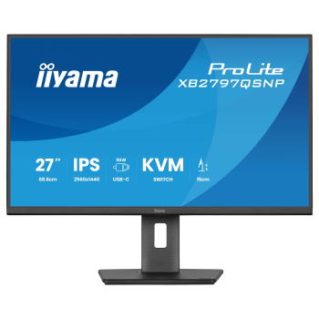 Preview: 68,5cm/27 (2560x1440) iiyama ProLite XB2797QSNP-B1 16:9 WQHD IPS 1ms 75Hz HDMI DisplayPort USB USB-C LAN VESA Speaker KVM Pivot Black