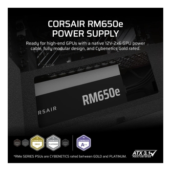 Preview: 650W CorsairNetzteil RM650e Modular ATX 3.1 (80+Gold)
