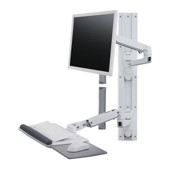Preview: ERGOTRON LX Wand Halterung System weiss Tastatur- und Monitorhalterung bis 81.2cm 32 Zoll belastbar 3.2-11.3kg. VESA 75x75 100x100mm