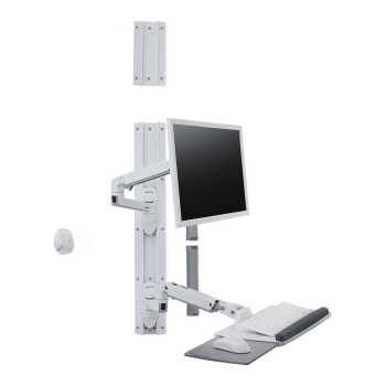 Preview: ERGOTRON LX Wand Halterung System weiss Tastatur- und Monitorhalterung bis 81.2cm 32 Zoll belastbar 3.2-11.3kg. VESA 75x75 100x100mm