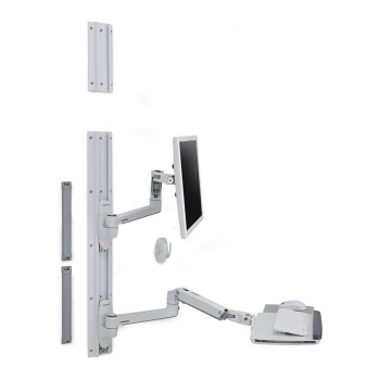 Preview: ERGOTRON LX Wand Halterung System weiss Tastatur- und Monitorhalterung bis 81.2cm 32 Zoll belastbar 3.2-11.3kg. VESA 75x75 100x100mm