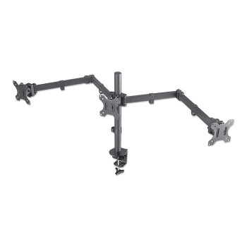 MANHATTAN LCD Monitorhalterung fuer 3 Displays zweichfach schwenkbar Tischhalterung mit 2 Monitorarmen bis 68.58cm 27Zoll schwarz