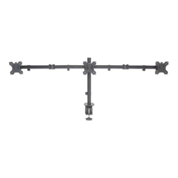 Preview: MANHATTAN LCD Monitorhalterung fuer 3 Displays zweichfach schwenkbar Tischhalterung mit 2 Monitorarmen bis 68.58cm 27Zoll schwarz