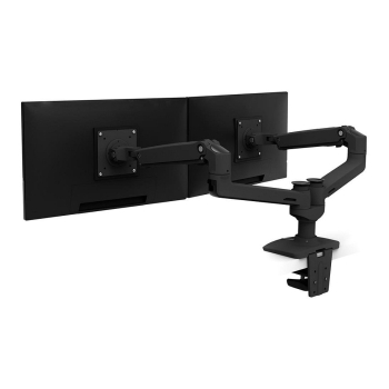 Preview: Ergotron LX Dual Side-by-Side Arm - Befestigungskit (Spannbefestigung für Tisch. Tischplattenbohrung. Stange. 2 Gelenkarme. T-Halterung)