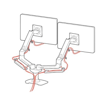 Preview: Ergotron LX Dual Side-by-Side Arm - Befestigungskit (Spannbefestigung für Tisch. Tischplattenbohrung. Stange. 2 Gelenkarme. T-Halterung)