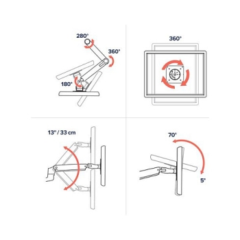 Preview: Ergotron LX Dual Side-by-Side Arm - Befestigungskit (Spannbefestigung für Tisch. Tischplattenbohrung. Stange. 2 Gelenkarme. T-Halterung)