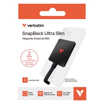 Preview: 2TB Verbatim SnapBack Ultra Slim USB 3.2 Gen 2x2 black 32337