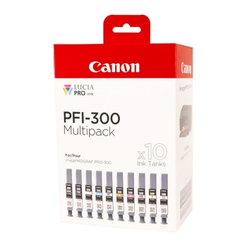 Preview: CANON PFI-300 10 ink Multi Pack MBK/PBK/C/M/Y/PC/PM/R/GY/CO