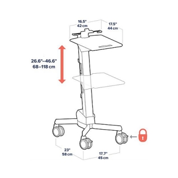 Preview: ERGOTRON NeoFlex Laptop Cart belastbar bis 6.8kg. Anhebung bis 51cm fuer Notebooks von 30.5 - 43.2cm 12 bis 17 Zoll
