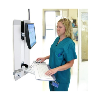 Preview: ERGOTRON StyleView Vertical Lift weiss herausziehbare Tastatur Mausablage+Scannerhalterung Display bis 61cm 24Zoll