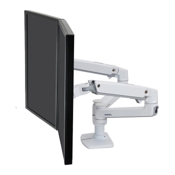 Preview: ERGOTRON LX-Montagearm fuer 2 Monitore nebeneinander weiss 68cm 27Zoll bis 33cm anheben max 18kg.belastbar VESA 75x75 100x100mm