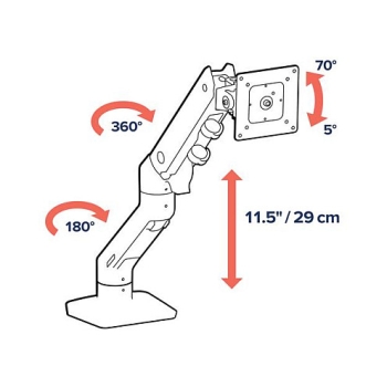Preview: ERGOTRON HX Monitor Tischhalterung weiss bis 106.7cm 42Zoll 9.1-19.1kg belastbar 29.2cm anheben VESA 75x75 100x100 200x100 200x200