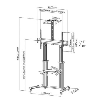 Preview: ROLINE LCD-/TV-Rollstnder. 60-100 Zoll. bis 100kg. silberfarben