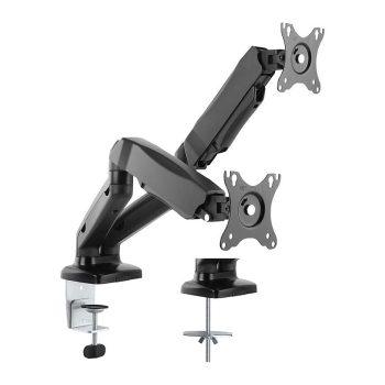 VALUE Dual LCD-Arm. Tischmontage. Gasfeder. 5 Gelenke. 12-27 Zoll. bis 2x 6.5 kg. schwarz