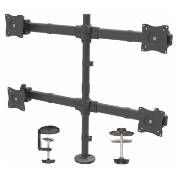 STARTECH.COM Quad Monitor Mount - Articulating - Clamp or Grommet Mount - Monitors up to 24in - VESA Mount - 4 Monitor Setup
