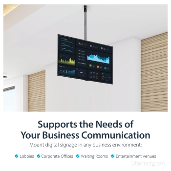 Preview: STARTECH.COM TV Deckenhalterung - 2.5m bis 3m Stange-Vollbewegliche Fernsehhalterung-TV VESA Halterung 32 bis 70Zoll (81cm - 178cm)