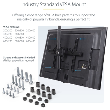Preview: STARTECH.COM Flachbildschirm Deckenhalterung - fr 81cm 32zoll bis 190cm 75 Zoll LCD LED - schwenkbar fr gewlbte Decken
