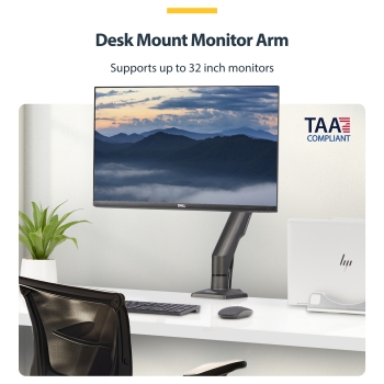 Preview: StarTech.com Desk Mount Monitor Arm. Up To 32 in Display. C-Clamp. TAA - Befestigungskit (Gelenkarm. C-Klammer) - für Monitor