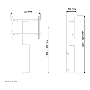 Preview: NEOMOUNTS TV/Monitor/LFD Elektrische Wandhalterung 106.7-254cm 42-100Zoll max130kg fixed Hhe 105-155cm schwarz Stand opt
