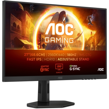 68.6cm/27 (2560x1440) AOC G4 Q27G4XF 16:9 QHD FastIPS 0.5ms 180Hz HDR10 HDMI DP Pivot Gaming Black