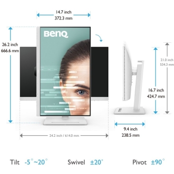 Preview: BenQ 68.6cm GW2790QT 16:9 DP/USB-C/HDMI weiß lift/piv. QHD
