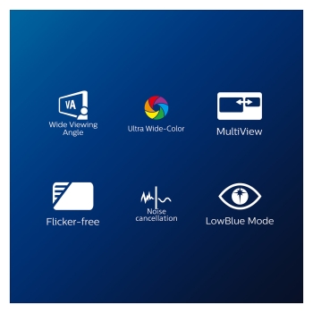 Preview: 86.4cm/34 (3440×1440) Philips 34E1C5600HE/00 21:9 VA 4ms 100Hz USB-C HDMI DisplayPort Webcam Speakers VESA Black