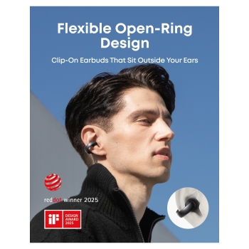 Preview: ANKER Soundcore AeroClip black offener Clip-On Earbud