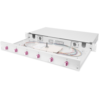 DIGITUS LWL Spleißbox 1HE bestückt 6x LC DX OM4 grau