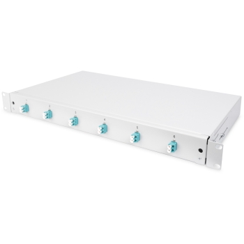 DIGITUS LWL Spleißbox 1HE bestückt 6x LC DX OM3 grau