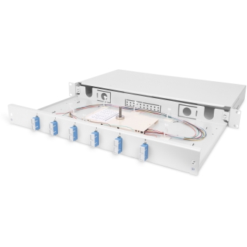 DIGITUS LWL Spleißbox 1HE bestückt 6x SC DX OS2 grau