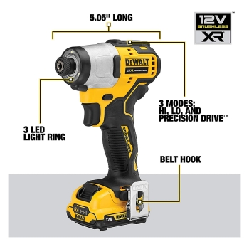 Preview: DEWALT Akku-Schlagschr. (1/4). 12V / 2Ah