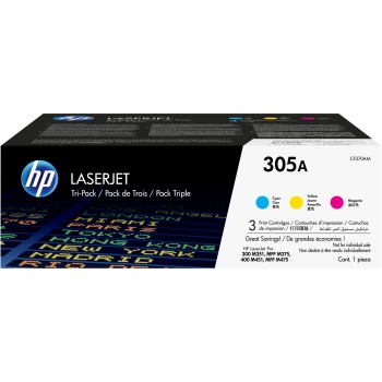 HP 305A original Toner cartridge CF370AM cyan magenta yellow standard capacity 2.600 pages 3-pack