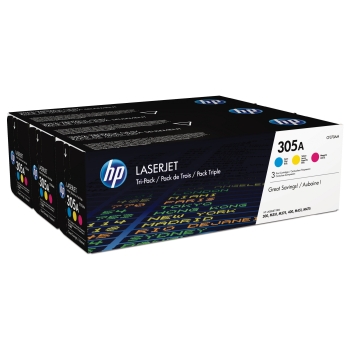 Preview: HP 305A original Toner cartridge CF370AM cyan magenta yellow standard capacity 2.600 pages 3-pack
