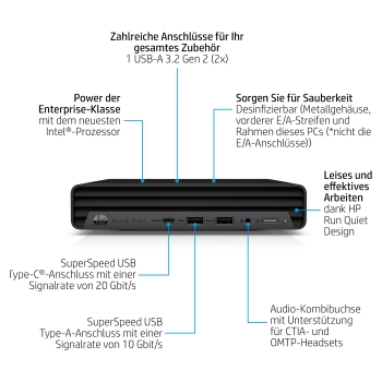 Preview: HP Elite Mini 800 G9 i9-14900T 64/1TBSSD 1J W11P 12 Monate