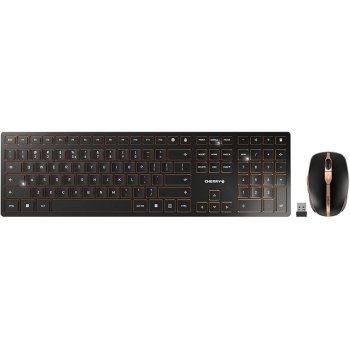 Cherry DW 9000 Slim - Tastatur-und-Maus-Set - kabellos - 2.4 GHz. Bluetooth 4.0 - US mit Euro-Symbol - Schwarz. Bronze
