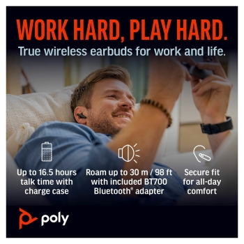 Preview: Voyager Free 60+ Wlan UC-M Kopfh�rer Carbon Black USB-C