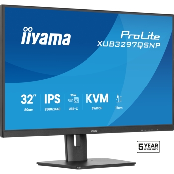 IIYAMA XUB3297QSNP-B1 81.28cm 32Zoll IPS-panel 2560x1440 350cd/m USB-C Dock LAN/95W PD/DP-OUT KVM USB 3x3.2+1xC 1ms