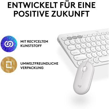 Preview: Logitech Pebble 2 Combo Set. Weiß. Kabellos. Deutsch. 920-012204