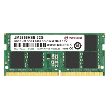 Preview: TRANSCEND 32GB JM DDR4 2666Mhz SO-DIMM 2Rx8 2Gx8 CL19 1.2V