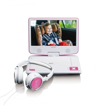 LENCO DVP-910 9 DVD-Player + USB & KfZ-Halterung. pink/wei