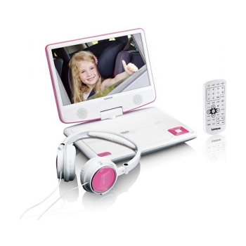 Preview: LENCO DVP-910 9 DVD-Player + USB & KfZ-Halterung. pink/wei