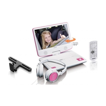 Preview: LENCO DVP-910 9 DVD-Player + USB & KfZ-Halterung. pink/wei