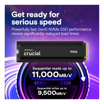 Preview: M.2 Crucial P510 Gen5 2280 2TB NVMe PCIe mit Heatsink